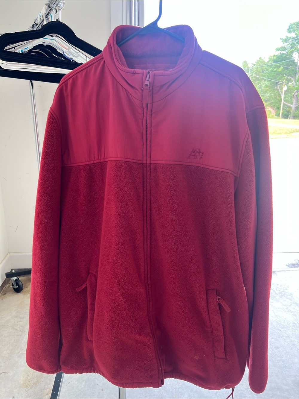 Men's Aeropostale Full-Zip Fleece Jacket in Deep Red